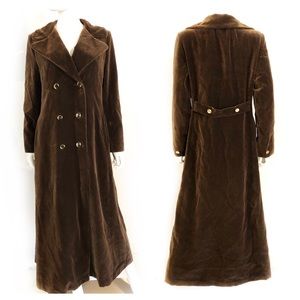 Vintage 1970s HOLT RENFREW brown velvet maxi coat